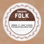 D'Addario BEB040 Folk Nylon Black Nylon .040 Losse Klassieke Snaar met Bal-Einde