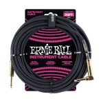 Ernie Ball EEB6058 Gitaarkabel 7.6 Meter Zwart - Haaks/Rechte Plug 