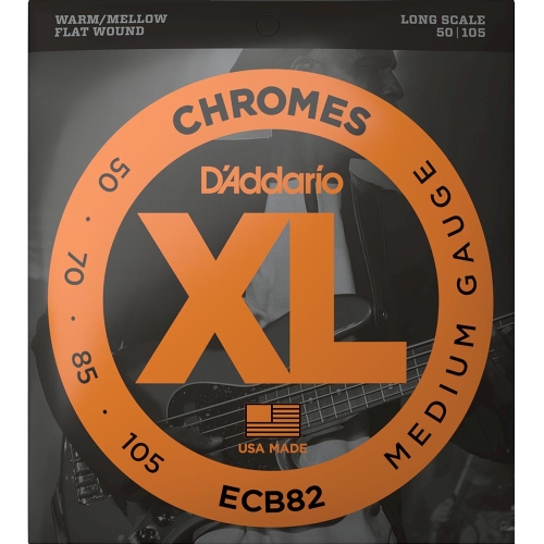 D'Addario ECB82 Flatwound Chromes Bassnaren (50-105) Medium