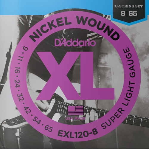 D'Addario EXL120-8 Snaren voor 8-Snarige Elektrische Gitaar (9-65)