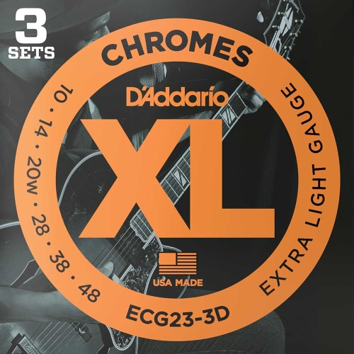 D'Addario ECG23-3D XL Chromes Flatwound Gitaarsnaren (10-48) 3-Pack