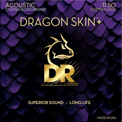 DR Strings DA8-11 Dragon Skin+ Akoestische Snaren (11-50) 80/20 Bronze, Coated