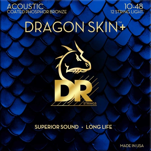 DR Strings DAP-10/12 Dragon Skin+ Akoestische Snaren 12-Snarig (10-48) Phosphor Bronze, Coated