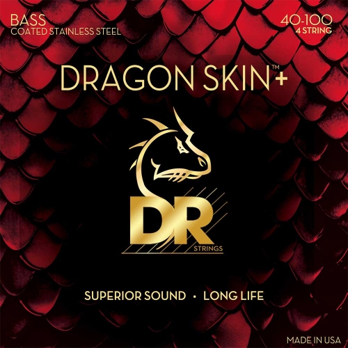 DR Strings DBS-40 Dragon Skin+ Coated Stainless Steel Bassnaren (40-100) Light