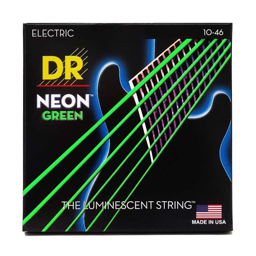 DR Strings NGE-10 Neon Green Elektrische Snaren (10-46), K3 Coating