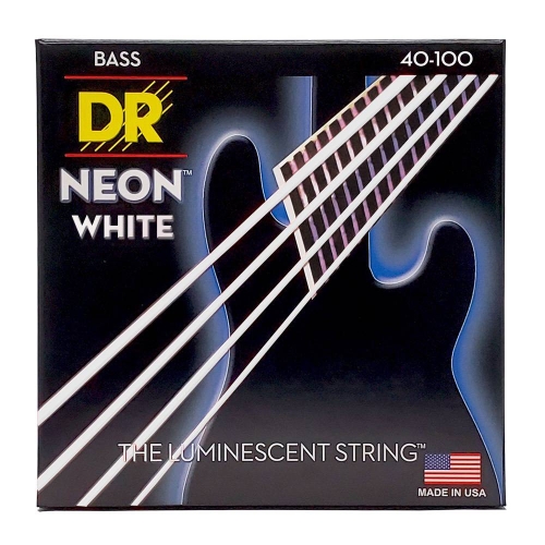 DR Strings NWB-40 Neon White Bassnaren Coated (40-100) Light