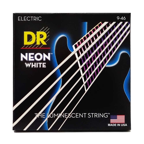 DR Strings NWE-9/46 Neon White Elektrische Snaren (9-46), K3 Coating