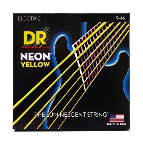 DR Strings NYE-9/46 Neon Yellow Elektrische Snaren (9-46), K3 Coating