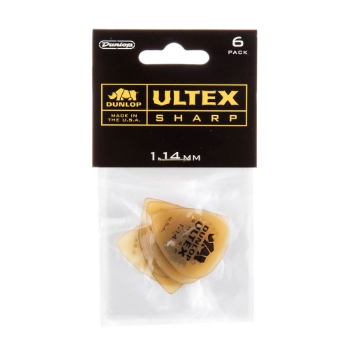 Dunlop 433P114 Ultex Sharp Plectrum 1.14mm 6-Pack