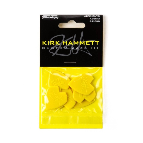 Dunlop 47PKH3NYS Kirk Hammett Yellow Glitter Jazz III Plectrum 6-Pack