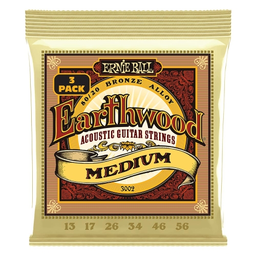 Ernie Ball 3002 Earthwood Akoestische Gitaarsnaren (13-56) 3-Pack