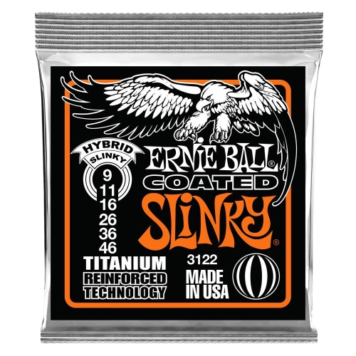 Ernie Ball 3122 Coated Slinky's Titanium Snaren voor Elektrische Gitaar (9-46)