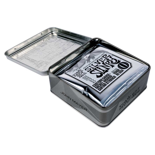 Ernie Ball 3218 Silver Slinky John Mayer Collectors Tin Elektrische Snaren (10.5-47) 3-Pack