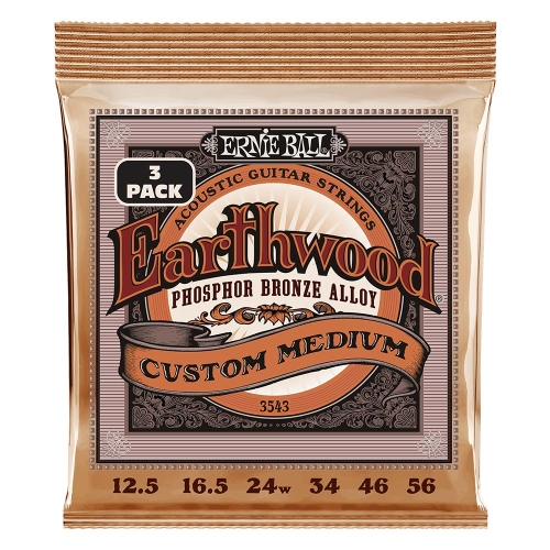 Ernie Ball 3543 Earthwood Phosphor Bronze Gitaarsnaren (12.5-56) 3-Pack