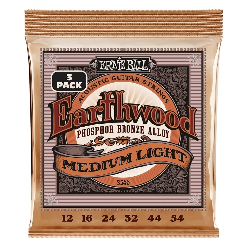 Ernie Ball 3546 Earthwood Phosphor Bronze Akoestische Snaren (12-54) 3-Pack