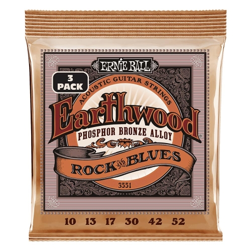 Ernie Ball 3551 Earthwood Phosphor Bronze Akoestische/Western Snaren (10-52) 3-Pack