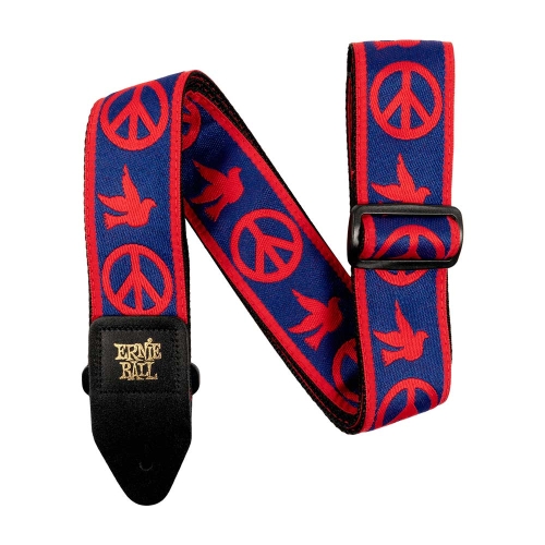 Ernie Ball 4698 Jacquard Gitaarband - Red And Blue Peace Love Dove