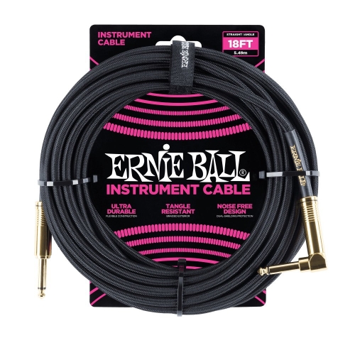 Ernie Ball 6086 Gevlochten Gitaarkabel Zwart 5.5 Meter