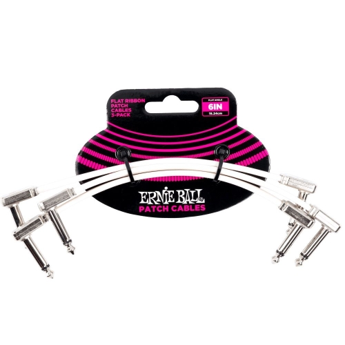 Ernie Ball 6385 Flat Ribbon Patchkabel Wit 15cm 3-Pack