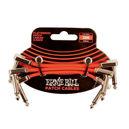 Ernie Ball 6401 Flat Ribbon Patchkabel Rood 7.5cm 3-Pack