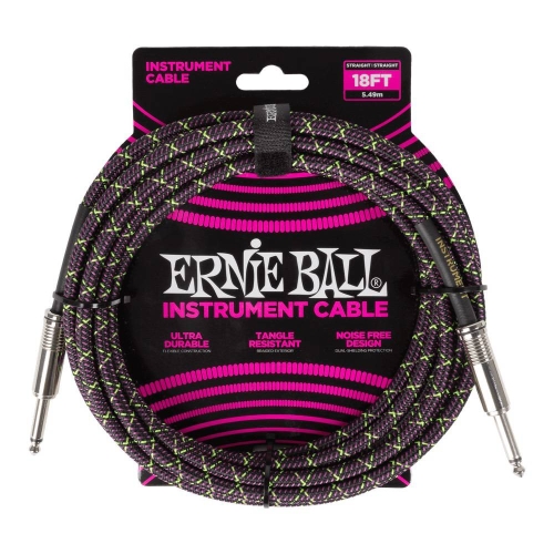 Ernie Ball 6431 Gevlochten Gitaarkabel Purple Python 5.5 Meter