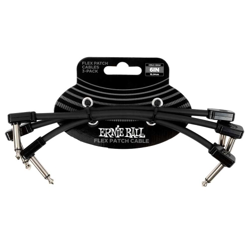 Ernie Ball 6444 Flex Patch Cables Patchkabel Zwart 15cm 3-Pack