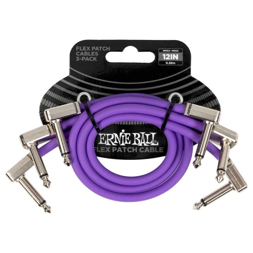 Ernie Ball 6453 Flex Patch Cables Patchkabel Paars 30cm 3-Pack