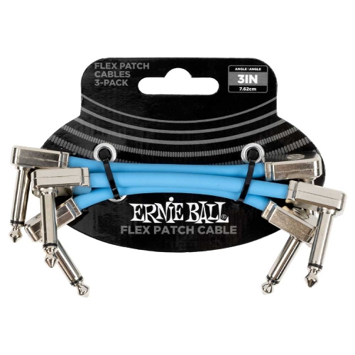 Ernie Ball 6459 Flex Patch Cables Patchkabel Blauw 7.5cm 3-Pack