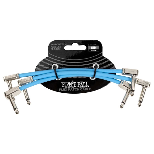 Ernie Ball 6460 Flex Patch Cables Patchkabel Blauw 15cm 3-Pack