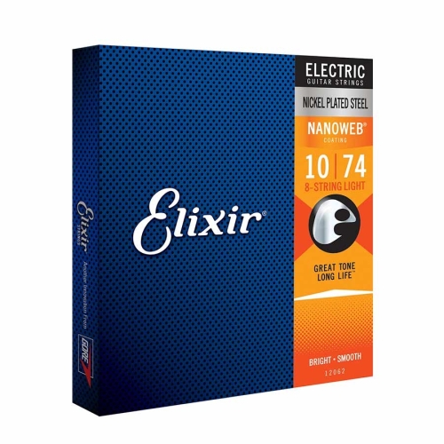 Elixir 12062 Nanoweb Snaren voor 8-Snarige Elektrische Gitaar (10-74)