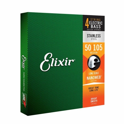 Elixir 14702 Nanoweb Stainless Steel Snaren voor Elektrische Basgitaar (50-105)