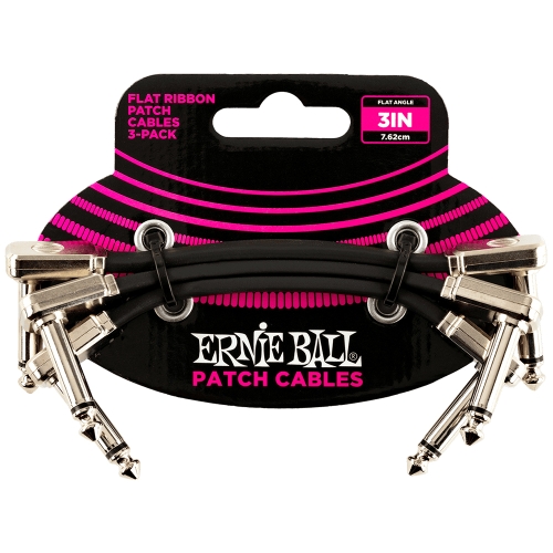 Ernie Ball 6220 Flat Ribbon Patchkabel Zwart 7.5cm 3-Pack