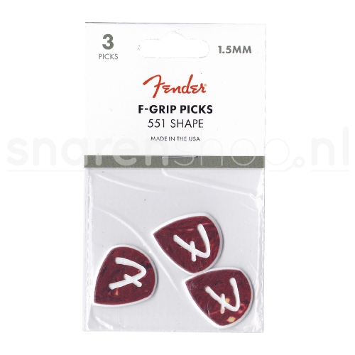 Fender 551 Celluloid Plectrum 3-Pack - F-Grip, 1.5mm - Shell