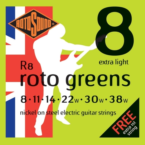 Rotosound R8 Greens Gitaarsnaren voor Elektrische Gitaar (8-38)