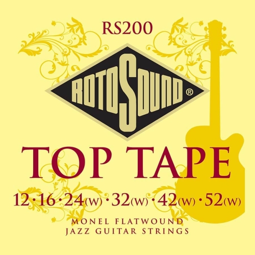 Rotosound RS200 Monel Flatwound Jazz Gitaarsnaren voor Elektrische Gitaar (12-52)