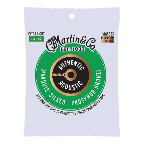 Martin MA530S Silked Snaren voor Akoestische Gitaar (10-47) Phosphor Bronze, Extra Light