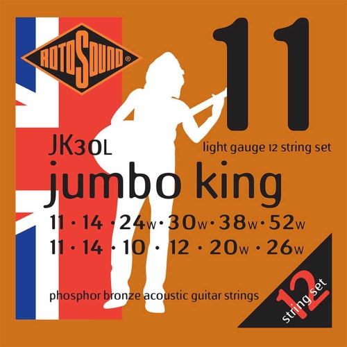 Rotosound JK30L Jumbo King Akoestische Gitaarsnaren 12-Snarig (11-52) 